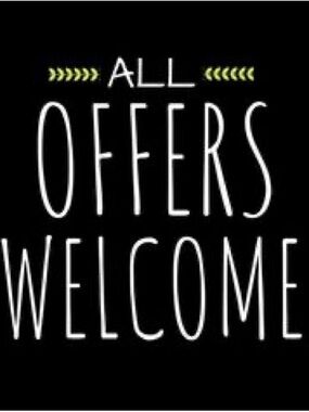 All Offers Welcome Black Doormat - Modern Text Design